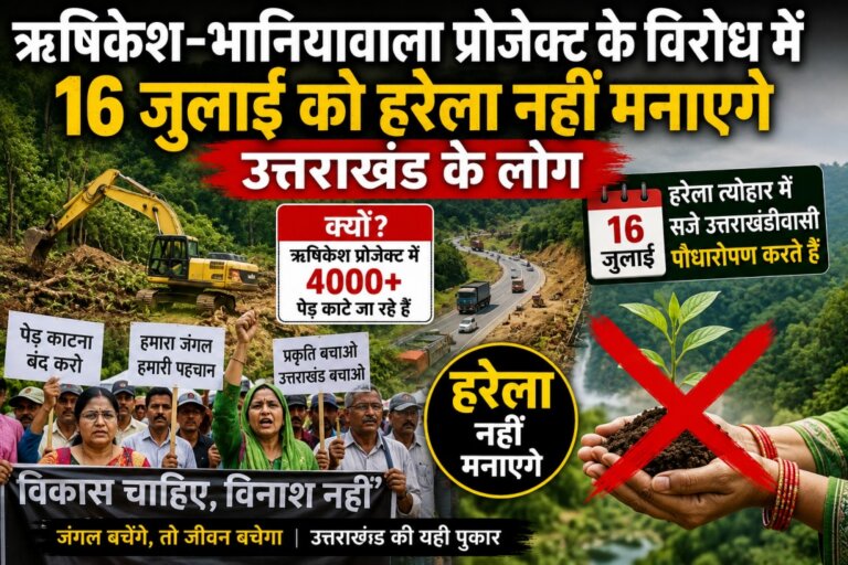 Rishikesh Bhaniawala Project के विरोध में 16 जुलाई को हरेला नहीं मनाएंगे उत्तराखंडवासी